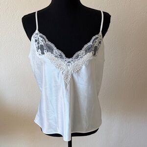 Vintage Elegant White Lace Trim Camisole size Large